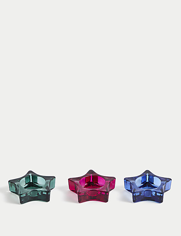Set of 3 Star Glass Tealight Holders - MV