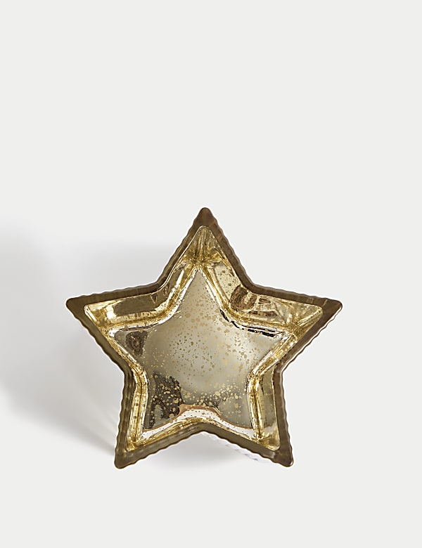 Star Ridged Glass Pillar Candle Holder - LU