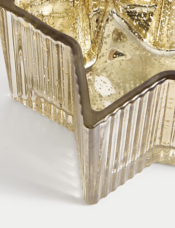 Star Ridged Glass Pillar Candle Holder - LU