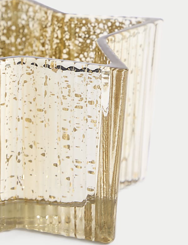 Star Ridged Glass Pillar Candle Holder - LU