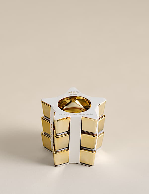 Zestaw 3 szklanych świeczników-gwiazdek na tealighty - PL