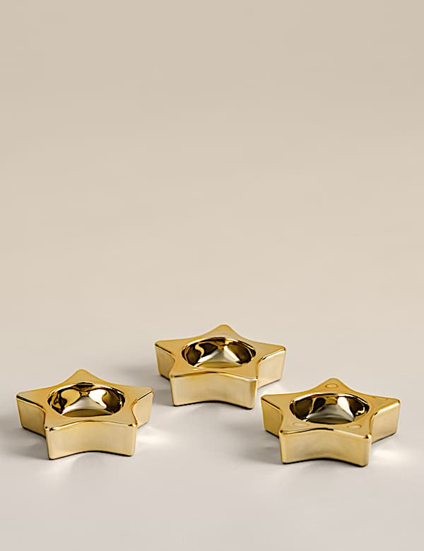 Zestaw 3 szklanych świeczników-gwiazdek na tealighty - PL