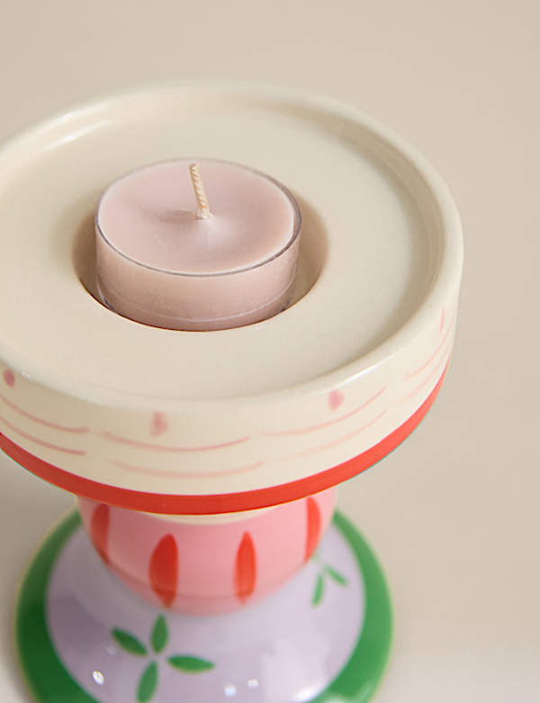 Lot de 2 bougeoirs en céramique à motif - FR