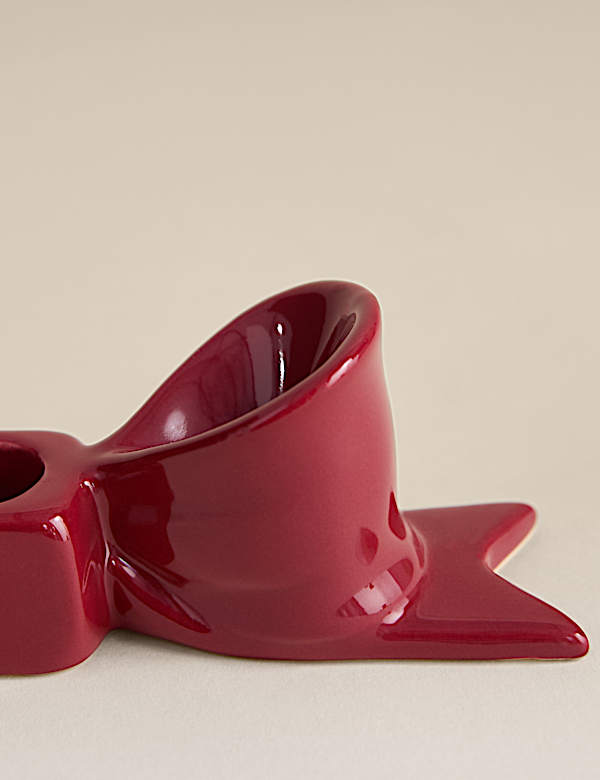 Κεραμικό κηροπήγιο για μακρόστενα κεριά με φιόγκο - GR