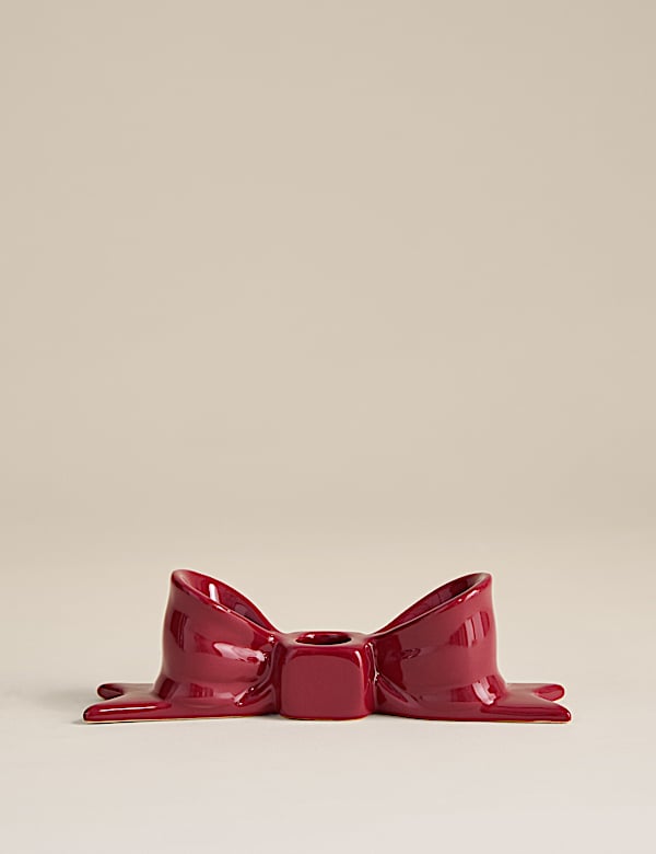 Κεραμικό κηροπήγιο για μακρόστενα κεριά με φιόγκο - GR