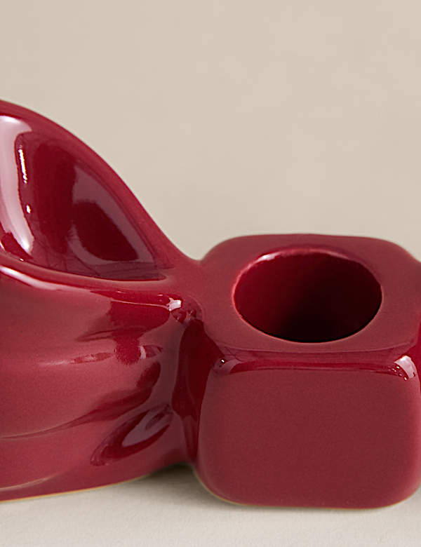 2pk Bow Ceramic Dinner Candle Holders - BE