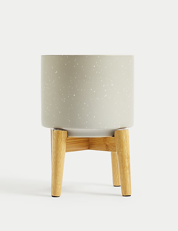 עציץ קרמיקה בינוני עם מעמד - IL