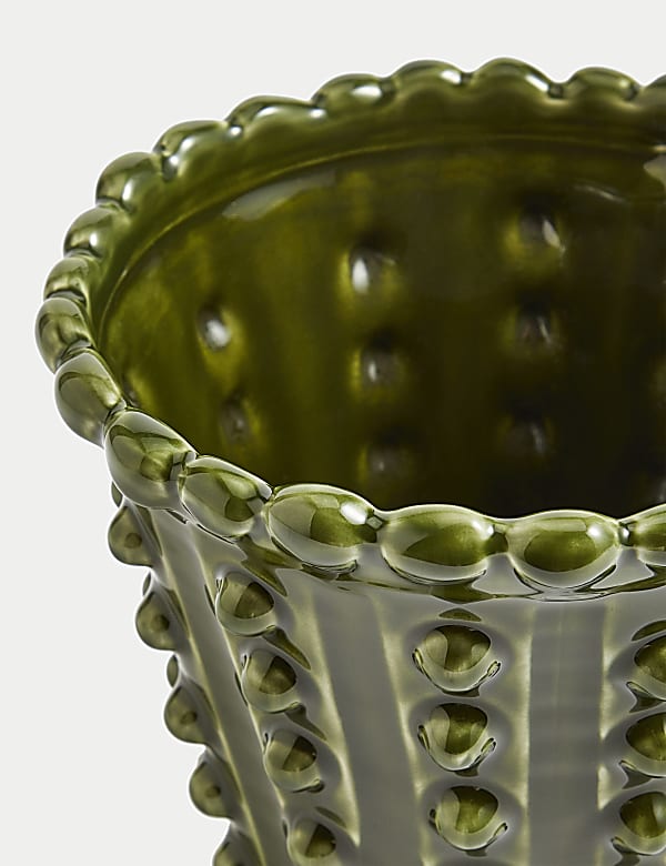 Ceramic Glazed Bobble Trim Planter - RS