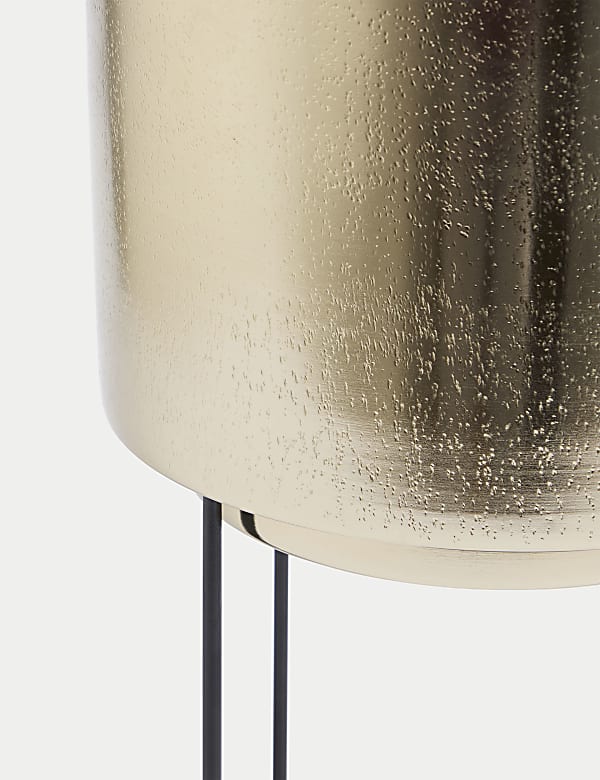 Large Textured Gold Planter with Stand - MX