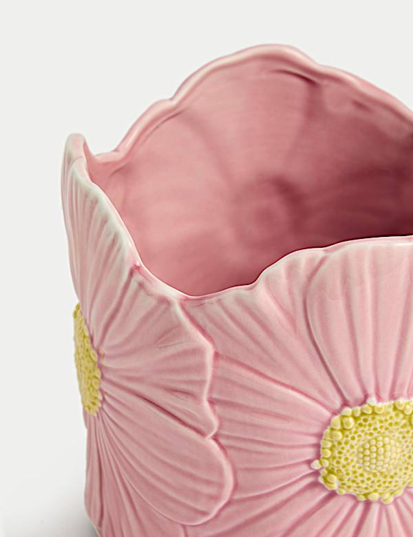 עציץ קרמיקה עם דוגמת חרציות - IL