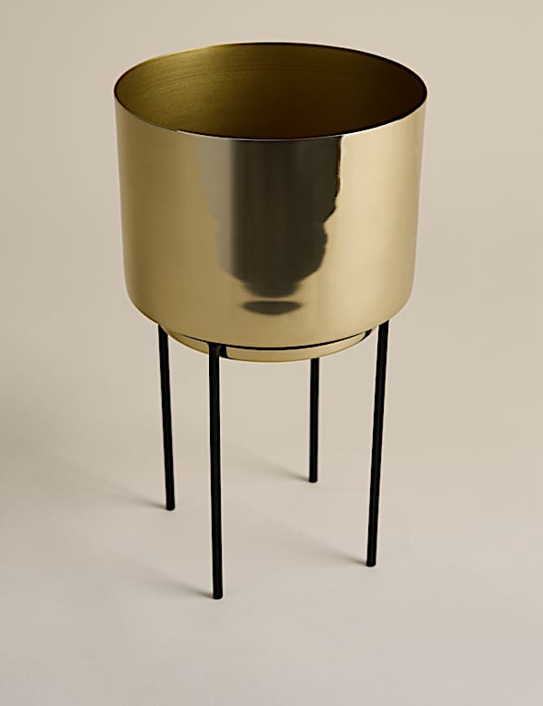 Medium Gold Planter with Stand - PL
