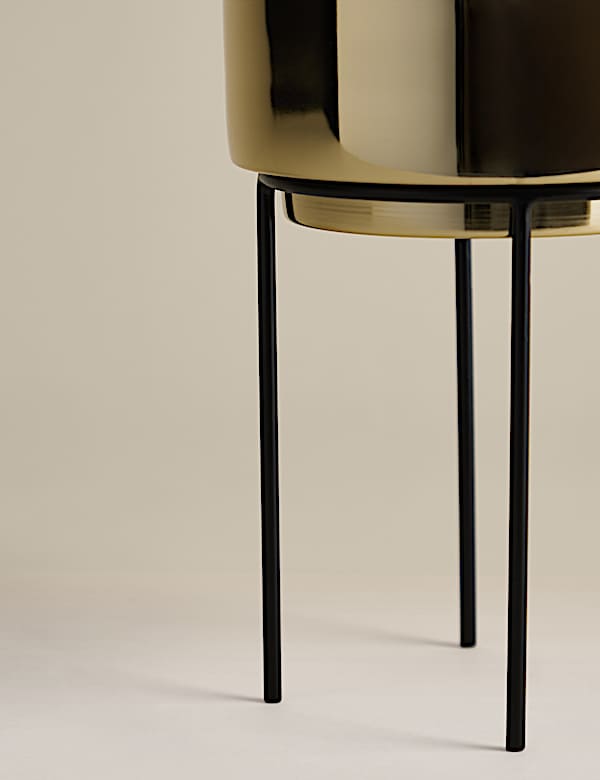 Medium Gold Planter with Stand - PL