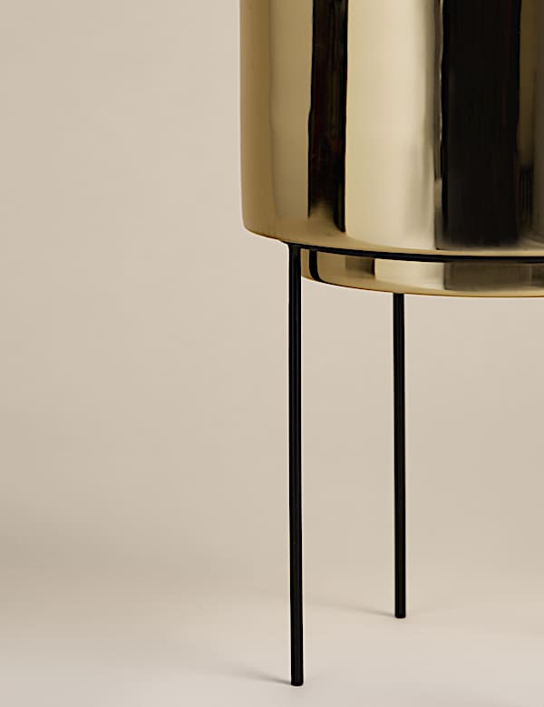 Large Gold Planter with Stand - AT