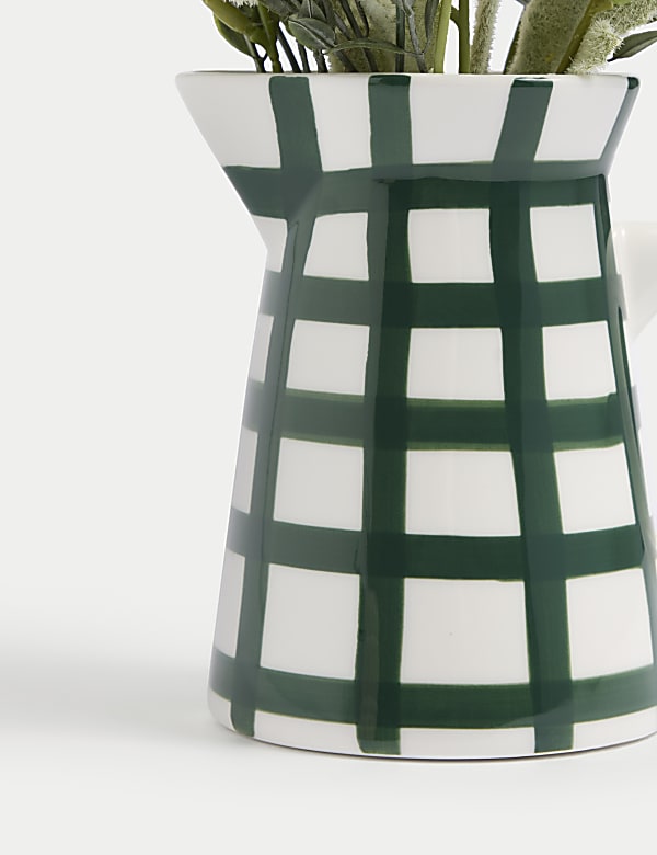 Ανοιξιάτικη σύνθεση σε κεραμικό, καρό βάζο-κανάτα - GR