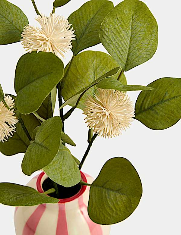 Artificial Pom Pom Flower in Ceramic Vase - VN