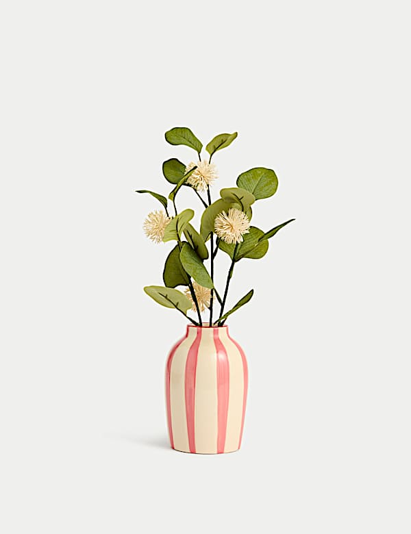 Sztuczny kwiat-pompon w ceramicznym wazonie - PL