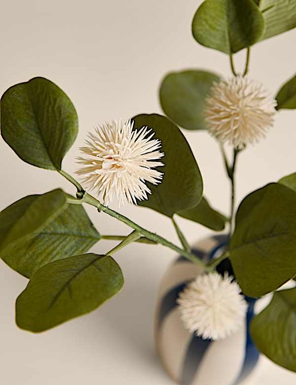 Artificial Pom Pom Flower in Ceramic Vase - EE