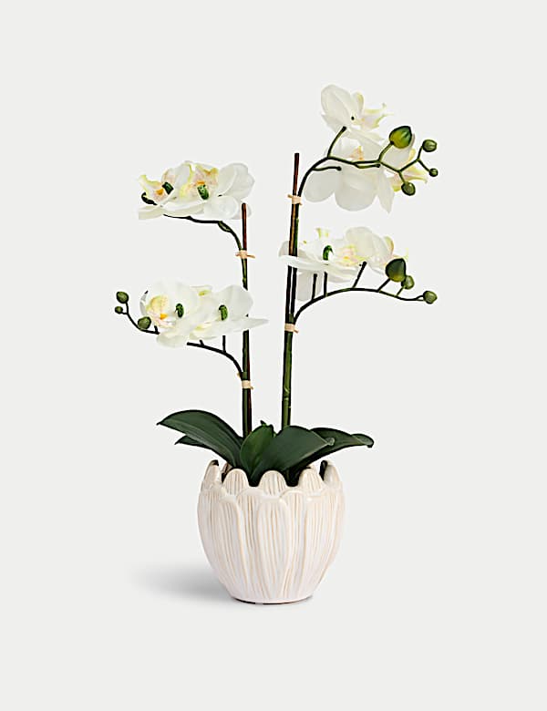 Artificial Orchid Arrangement in Ceramic Pot - AT