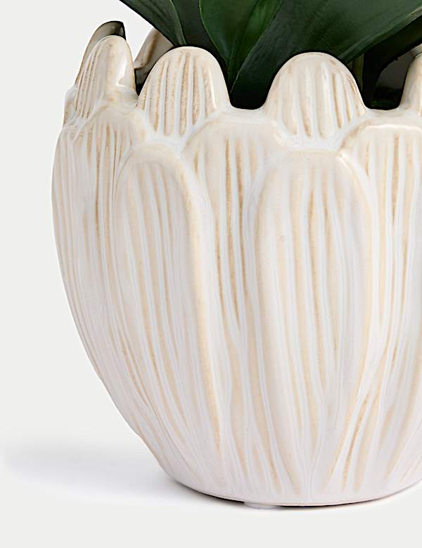 Artificial Orchid Arrangement in Ceramic Pot - AT