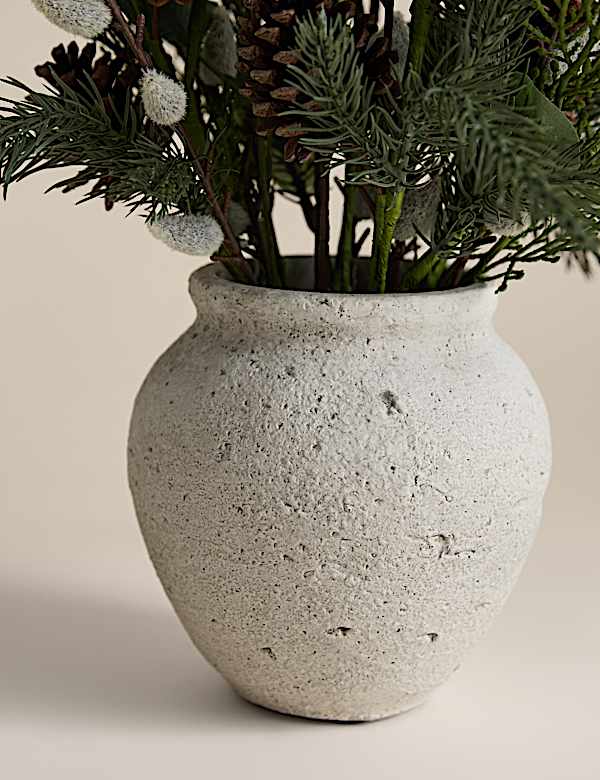 Artificial Winter Arrangement in Concrete Pot - ES