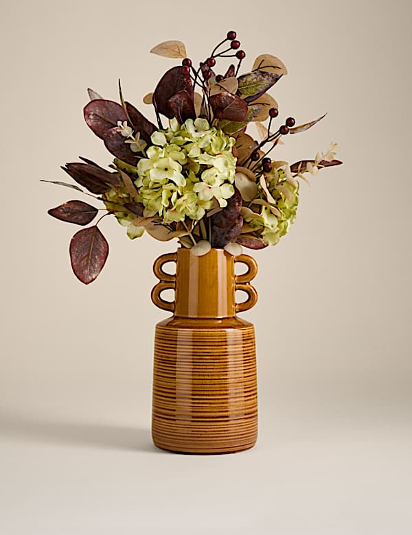 Artificial Hydrangea Arrangement Ceramic Vase - PT