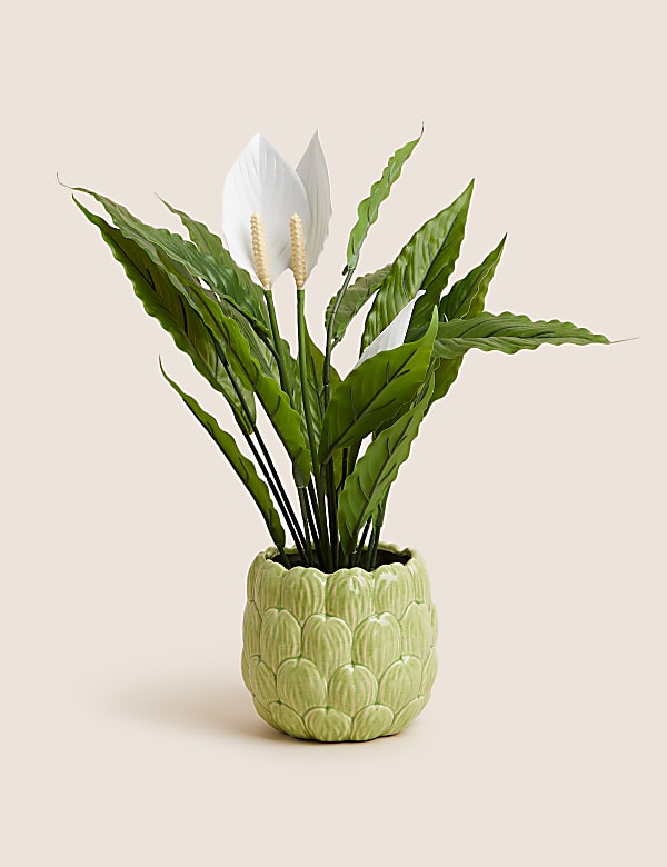 Artificial Peace Lily in Ceramic Pot - DE