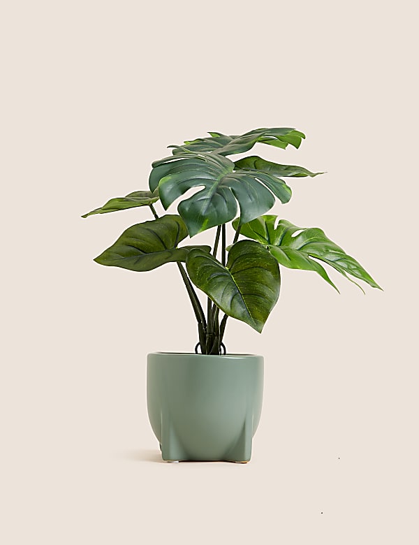 Artificial Monstera Plant in Ceramic Pot - GR