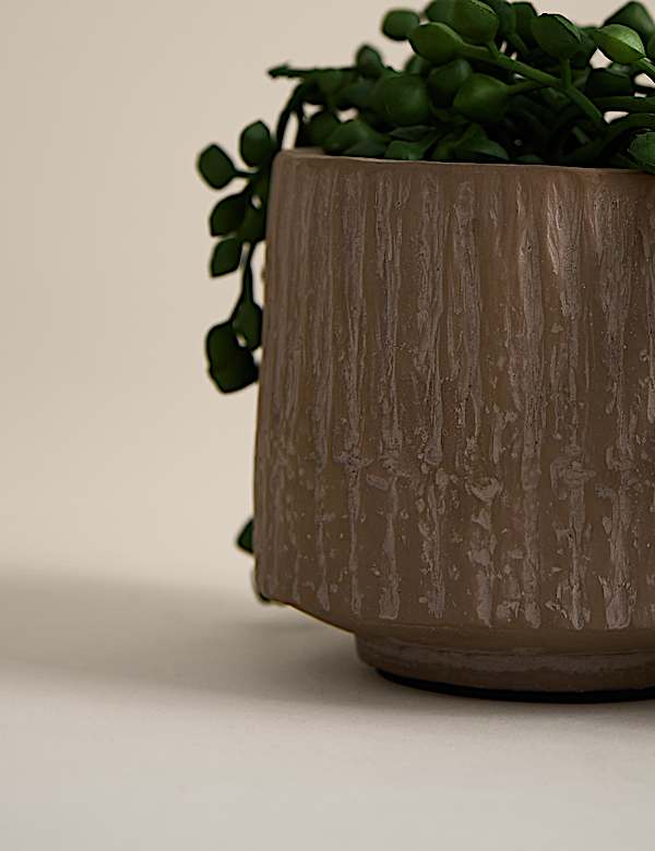 Artificial String of Pearls in Textured Ceramic Pot - HR
