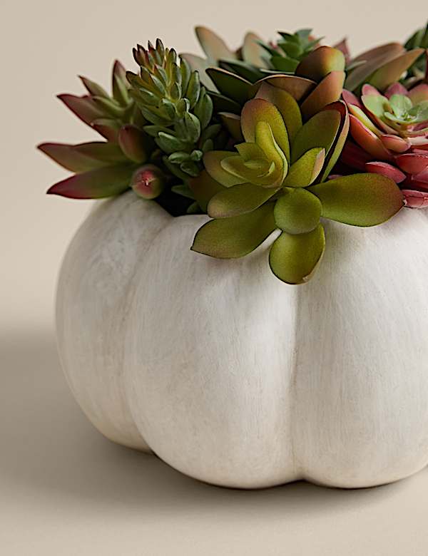Umělé sukulenty v betonovém květináči - CZ