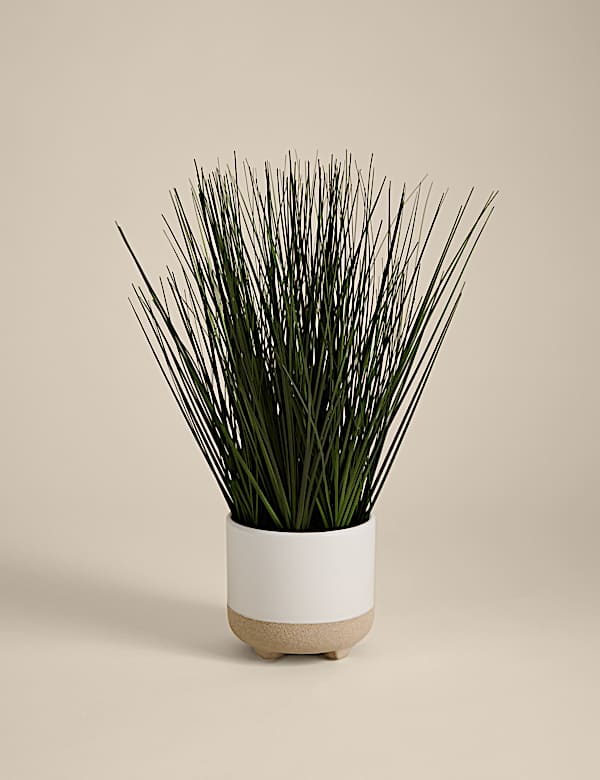 Artificial Grass in Ceramic Footed Pot - PT