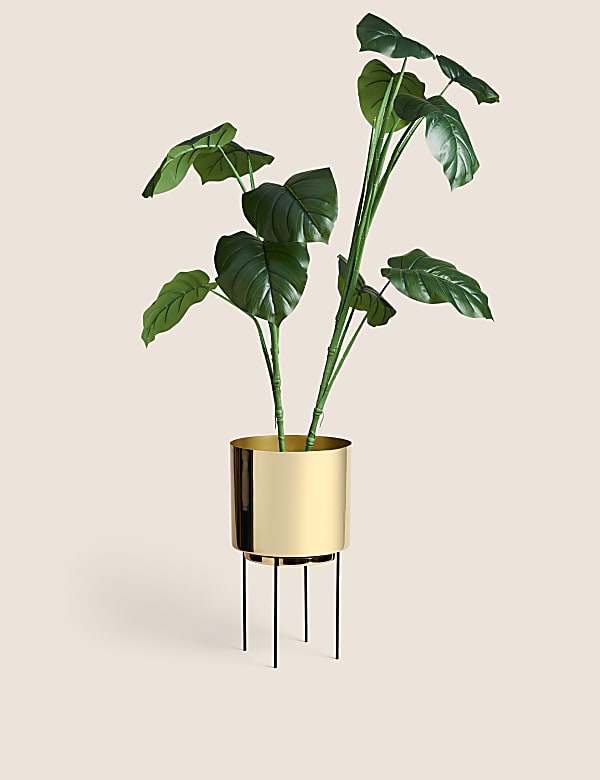 Large Gold Planter with Stand - NL