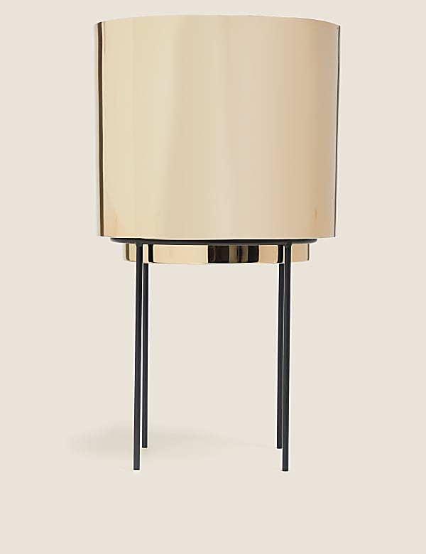 Μεγάλη χρυσή γλάστρα με βάση - GR