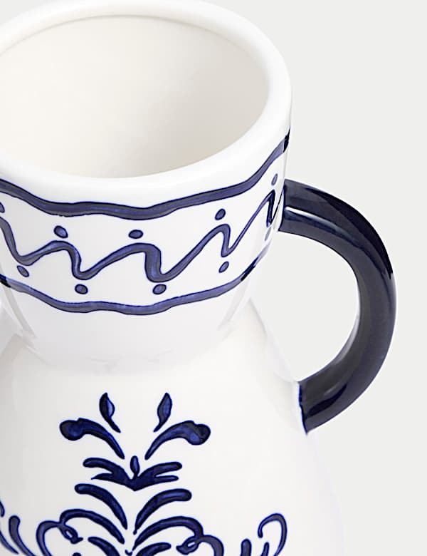 Medium Handpainted Floral Ceramic Vase - ES