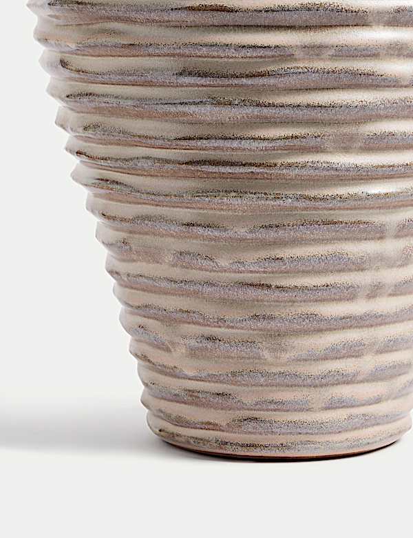 Medium Linear Ridged Ceramic Vase - MV