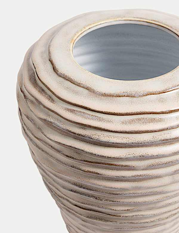 Medium Linear Ridged Ceramic Vase - MV
