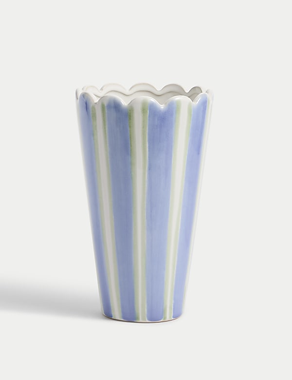 Scallop Striped Ceramic Vase - KR
