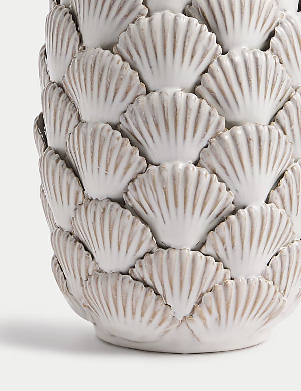 Medium Shell Textured Ceramic Vase - KR