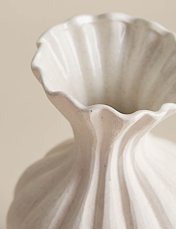 Large Fluted Neck Ceramic Vase - HU