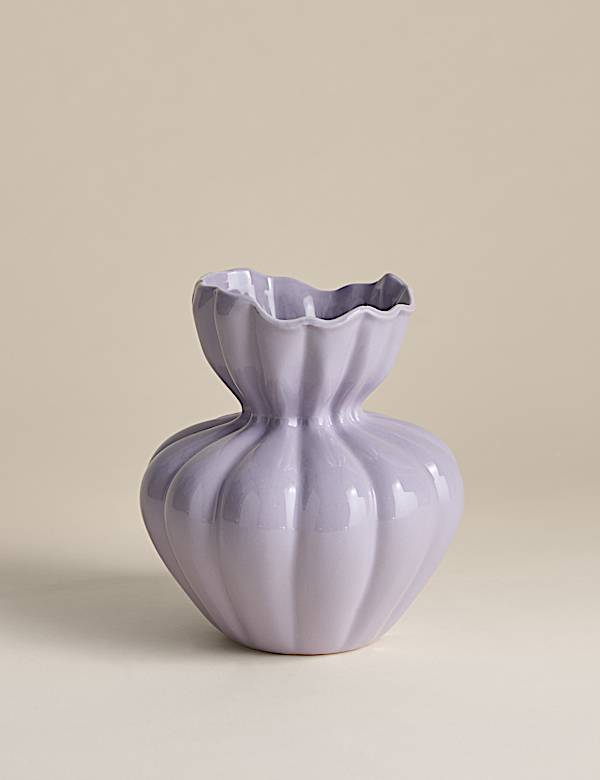 Small Fluted Neck Ceramic Vase - NO