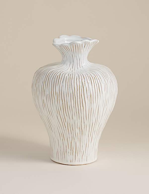 Ridged Organic Ceramic Vase - CA