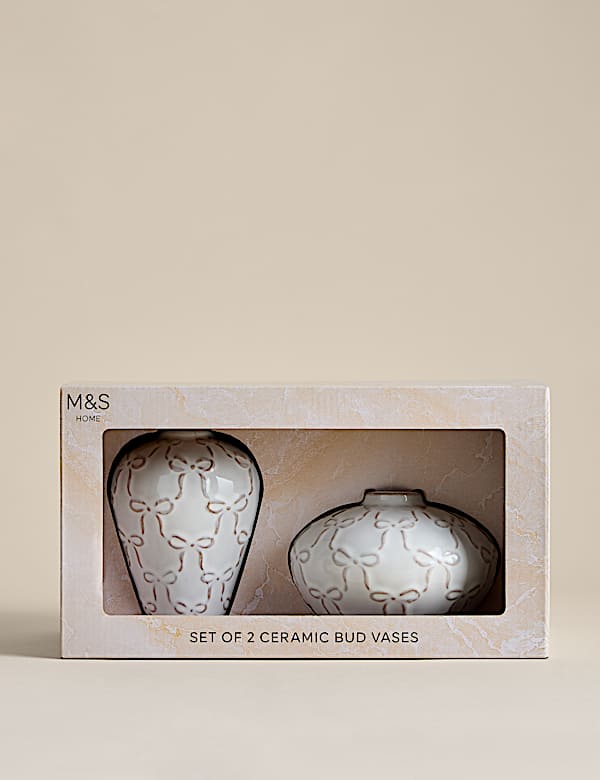 Set of 2 Mini Ceramic Bow Vases - LU