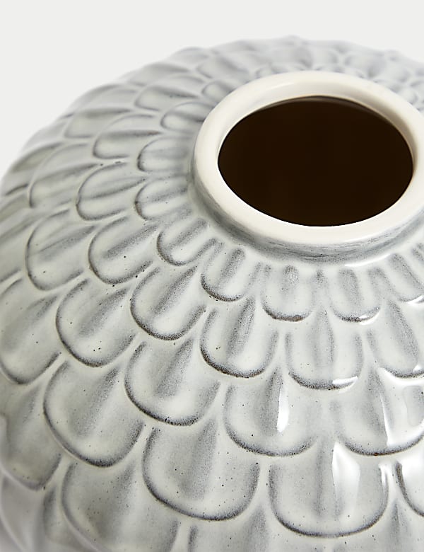 אגרטל גבוה עם זיגוג וטקסטורת צדפה - IL