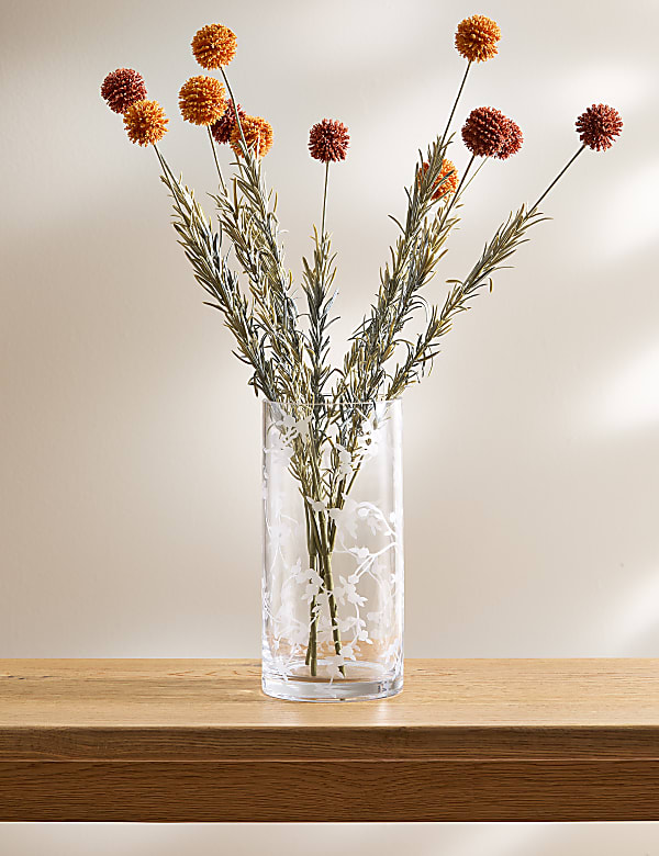 Cherry Blossom Glass Cylinder Vase - GR