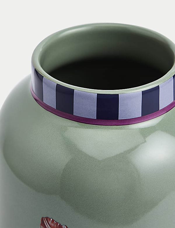 Ψηλό, κυλινδρικό φλοράλ κεραμικό βάζο - GR