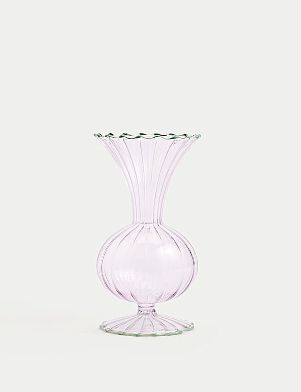 Kleine Knospenvase aus geriffeltem Glas - DE