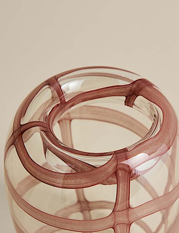 Kleine Glasvase mit Karomuster - AT