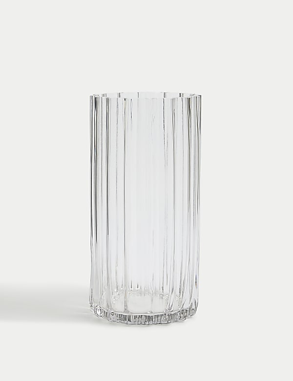 Ridged Glass Cylinder Vase - EE