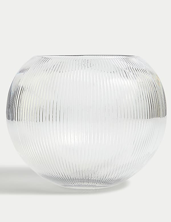 Ridged Glass Fishbowl Vase - LU