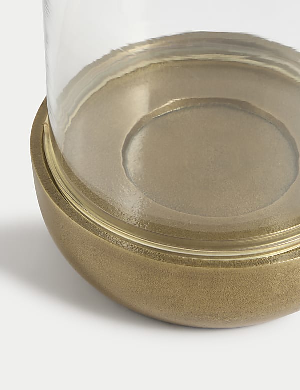 Metal & Glass Hurricane Candle Holder - BE