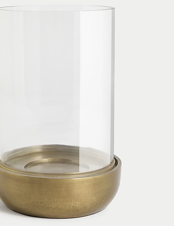 Metal & Glass Hurricane Candle Holder - BE